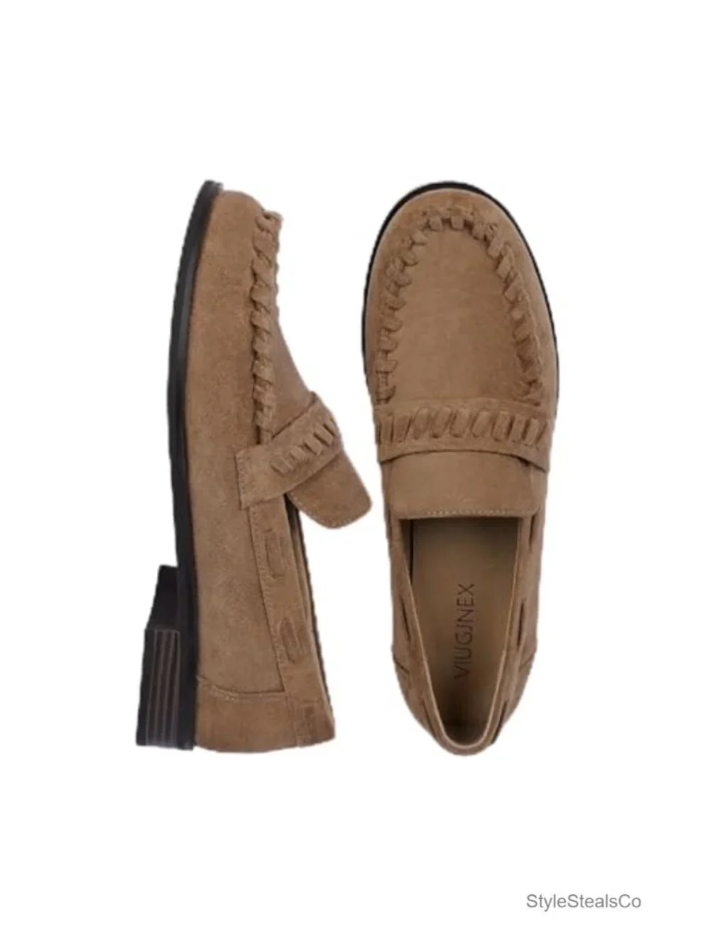 Women's Low Heel Loafers 1 Inch Stacked Heel Slip On Dressy Shoes